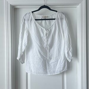 Loft Textured Cotton Peasant Top